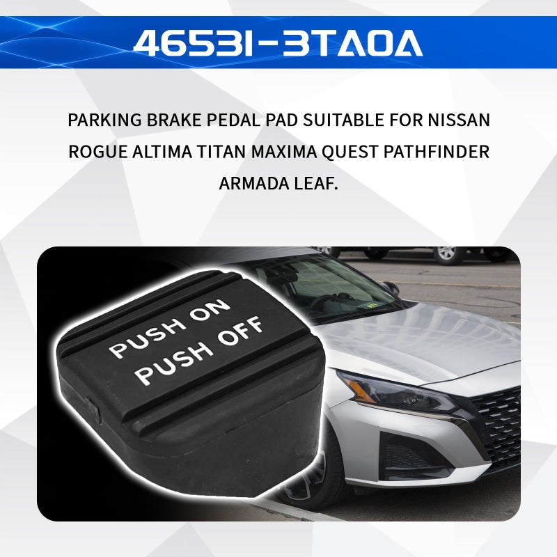 QQWD Parking Brake Pedal Pad Replacement  Parking Emergency Brake Pedal Cover Rubber Pad Compatible with Nissan Rogue Altima Titan Maxima Quest Pathfinder Armada Leaf #46531-3TA0A  46531-CK000 - Image 3